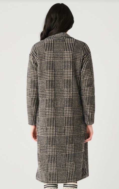 2429013 LS Soft Knit Coat Houndstooth Plaid