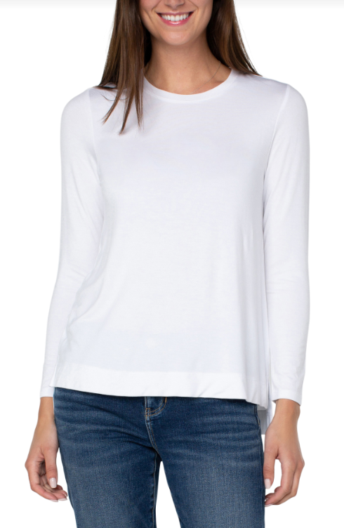 long sleeve scoop neck tee wht