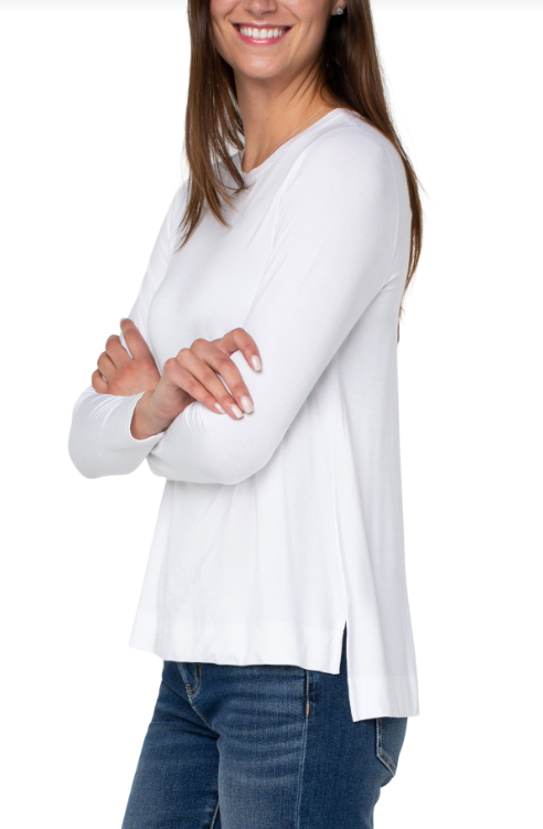 long sleeve scoop neck tee wht