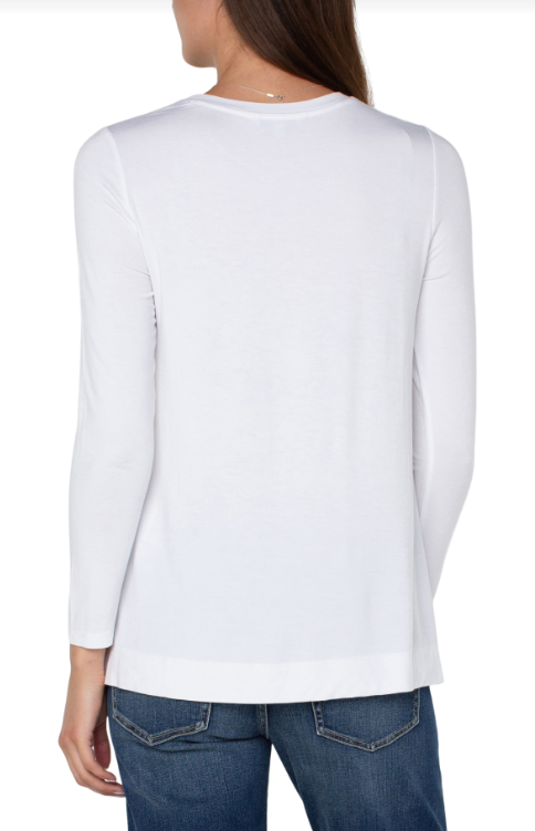 long sleeve scoop neck tee wht