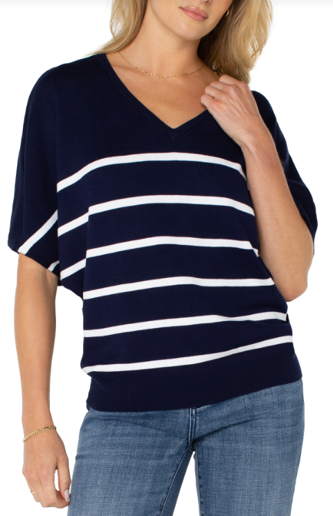 short sleeve dolman v neck sweater