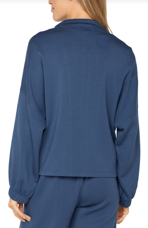 zip up funnel neck jacket prussian blue