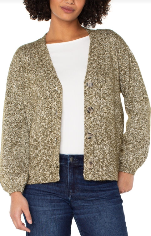 long slv button fron cardigan sweater