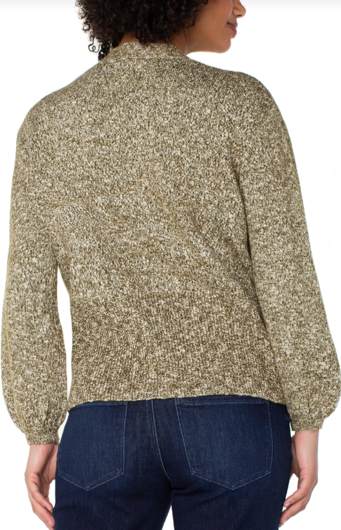 long slv button fron cardigan sweater