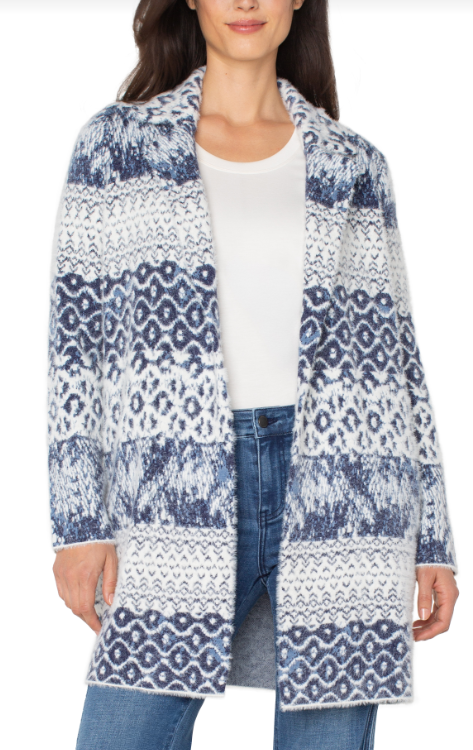 long slv open front sweater coat