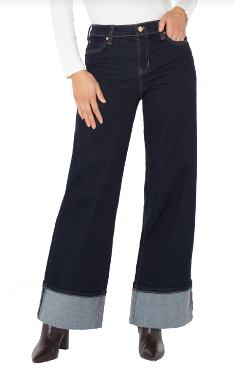 morgan cuffed wide leg 30" indigo rinse