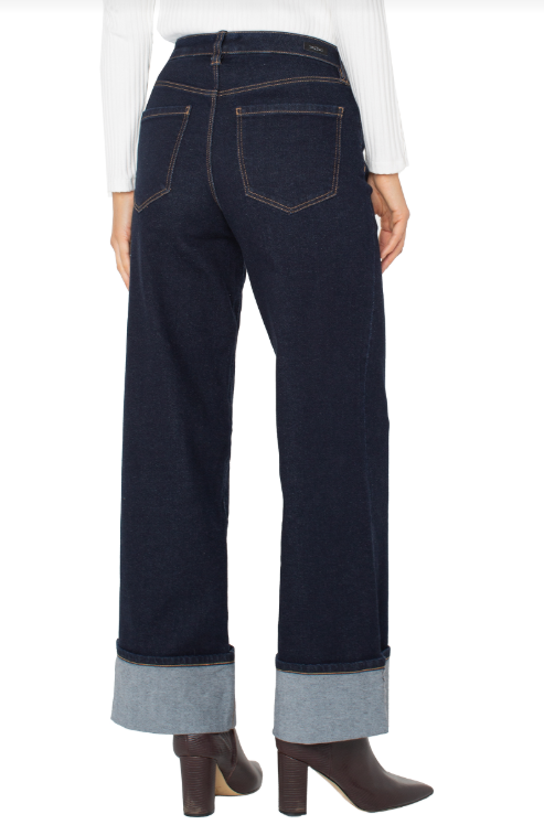 morgan cuffed wide leg 30" indigo rinse