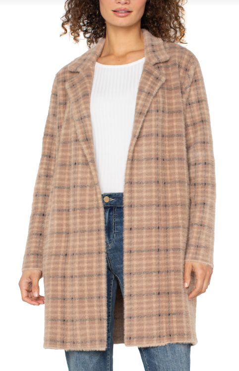 long slv open front sweater coat
