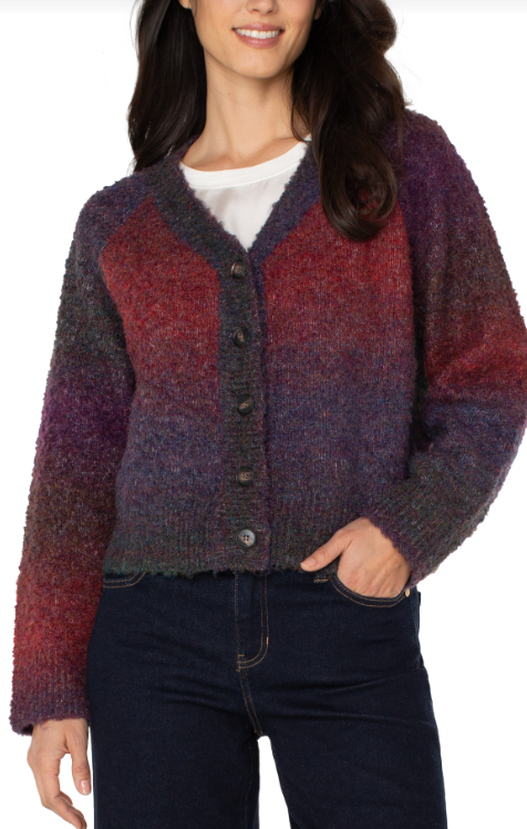 long slv raglan button front cardigan