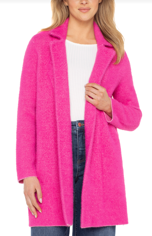 long slv open front sweater coat dp raspberry pk