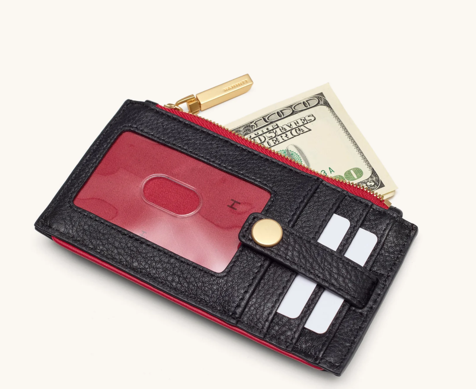 210 West Wallet Black/Brushed Gold Red Zip
