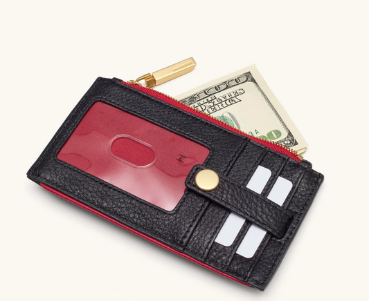 210 West Wallet Black/Brushed Gold Red Zip