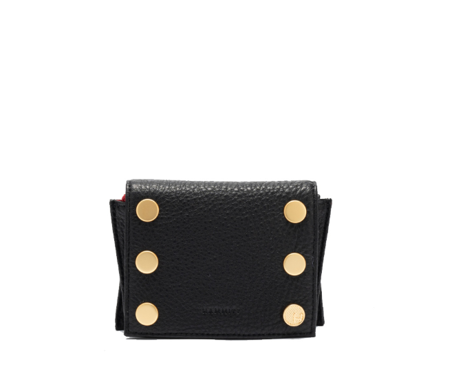 allen wallet black brushed gold red zip