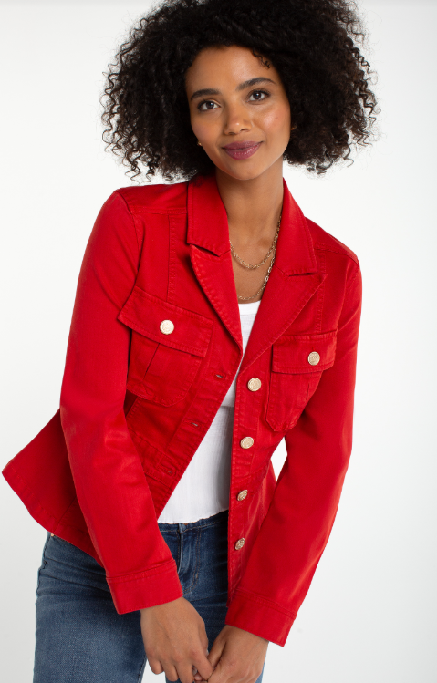 peplum jacket w/ tab detail fire brick