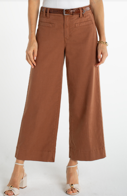 high rise crop wide leg mocha brown