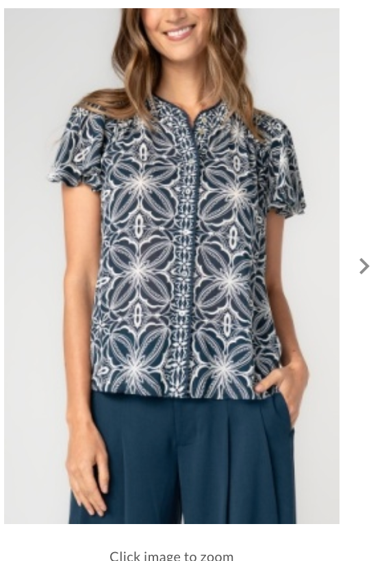flutter slv mix print button front woven top