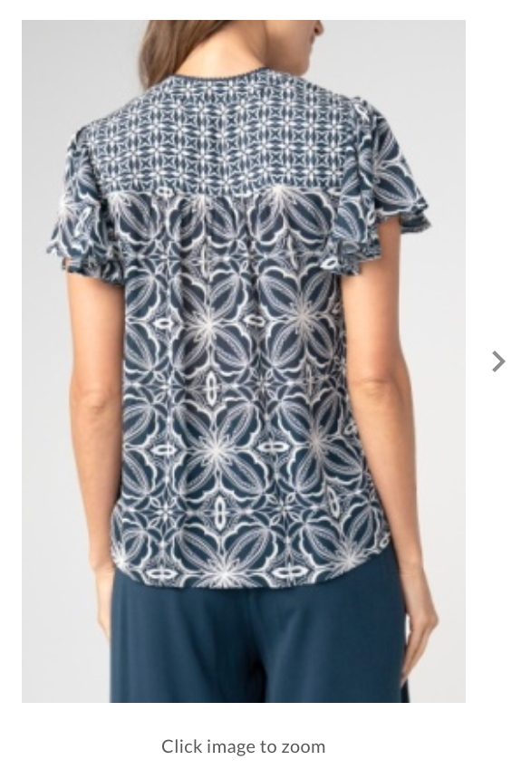 flutter slv mix print button front woven top