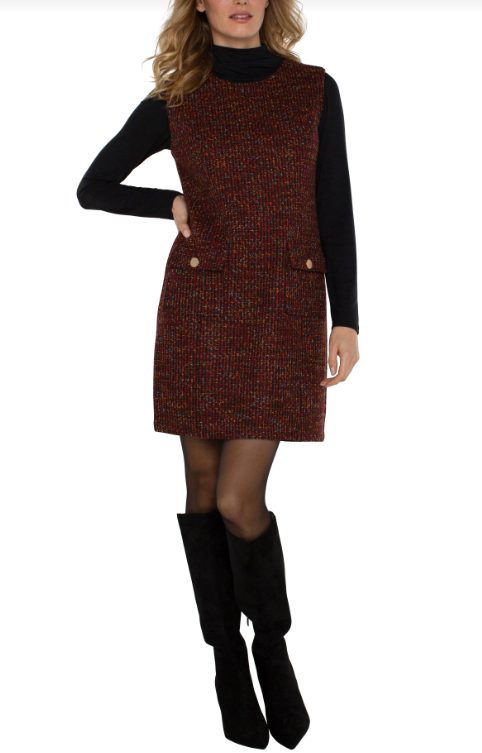 sleeveless shift dress 37" bordeaux