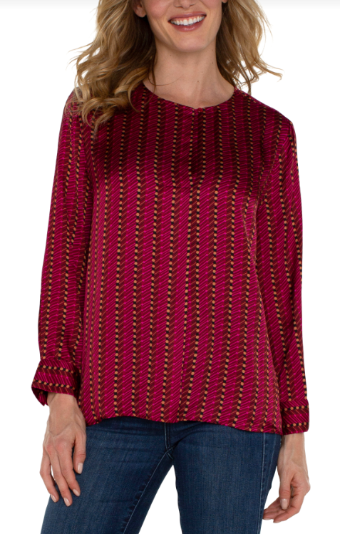 long sleeve popover woven blouse ruby dotted star