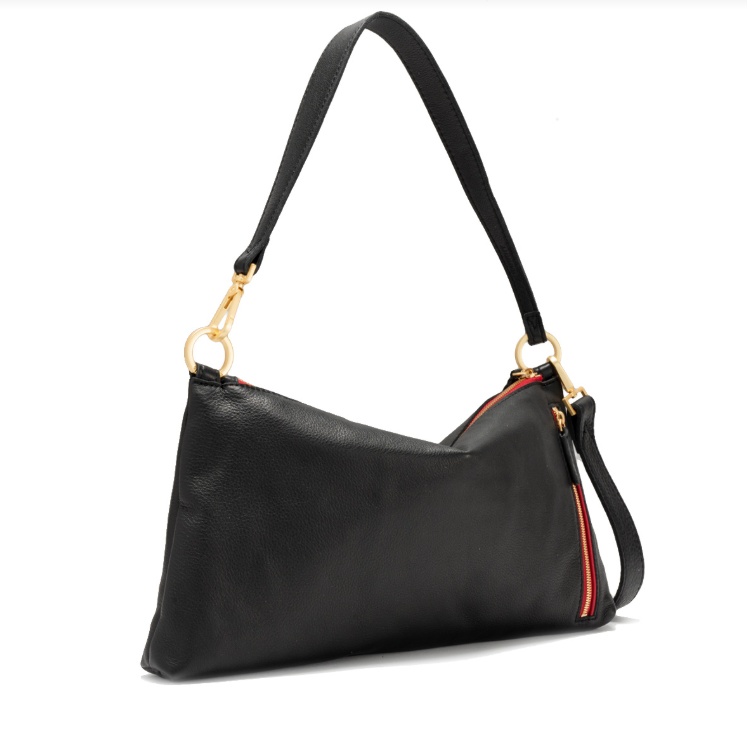 Kyle Med Black Brushed Gold Red Zip