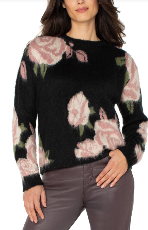 long slv crew neck dropped shoulder sweater