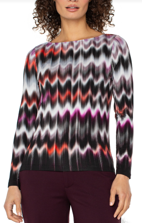 long slv boat neck knit top