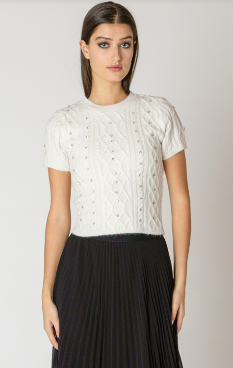 Embellished Cable Sweater