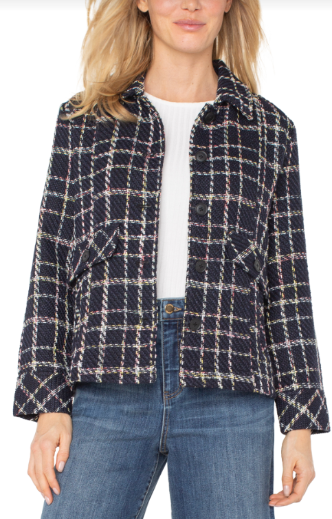 pleat back jacket blk mlt ttl pld