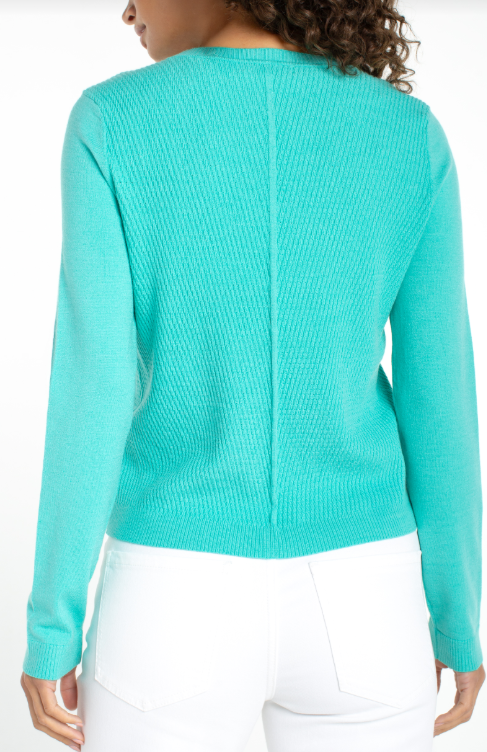 long slv crew neck sweater waterfall teal