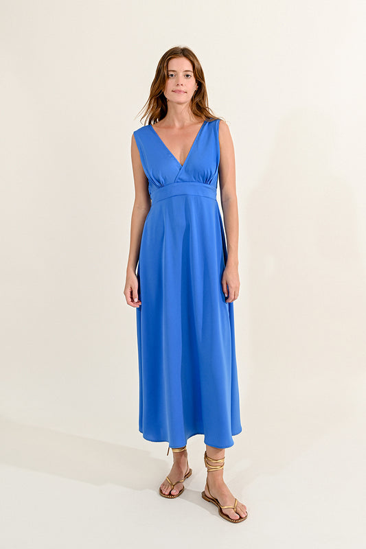 T1747CE Stained Long Dress Cobalt Blue