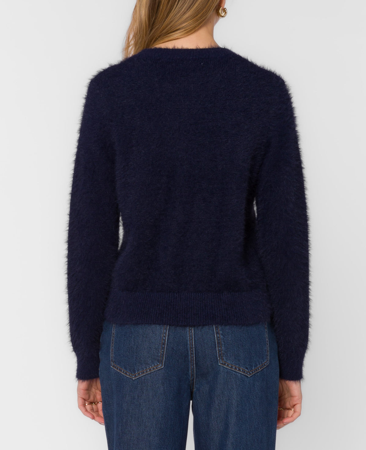 Zosia Long Sleeve Crewneck Top - Navy