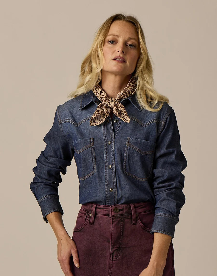 Carve Willow Woven Top - Dark Indigo