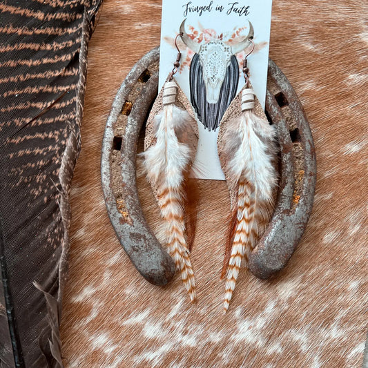 Round Up Feather Earrings Rose Gold