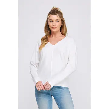 V Neck Pullover w/ Center Seam