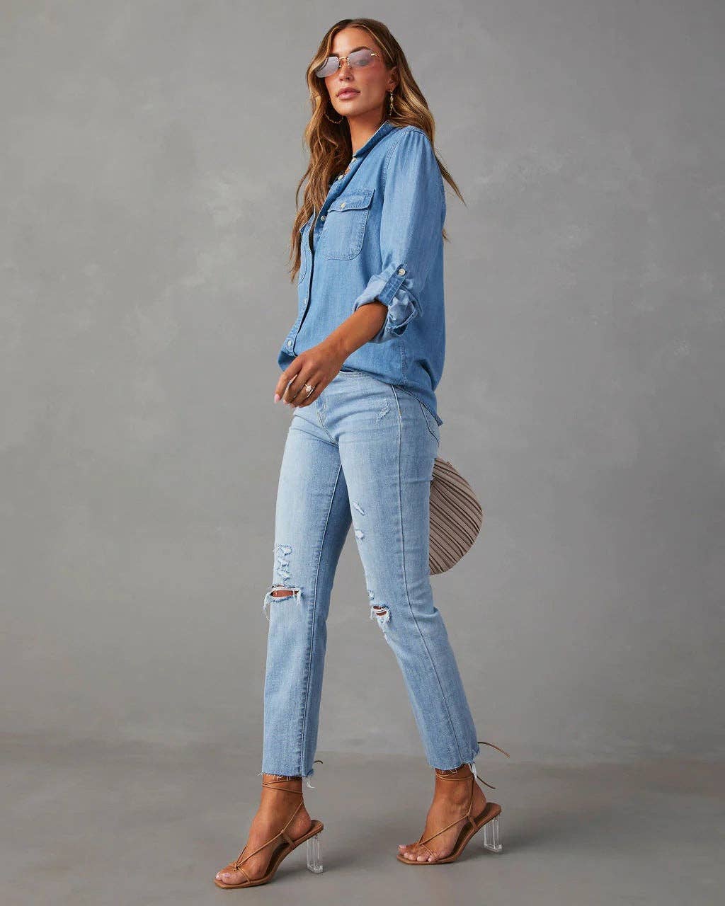 Denim Pockets Long Sleeves Shirt