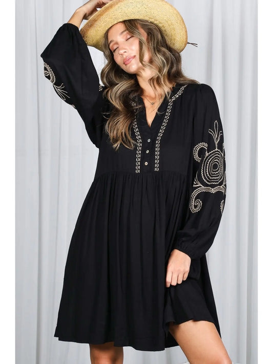 VD83012 Paisley Embroidered Baby Doll Dress