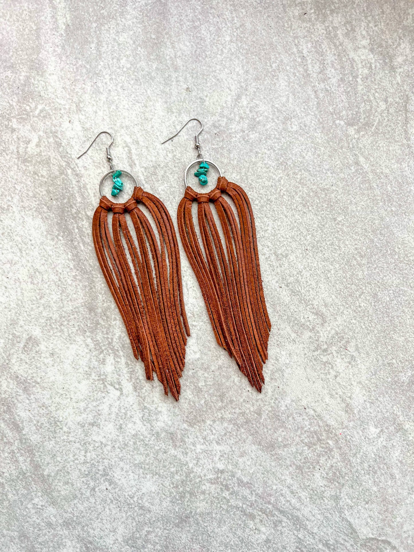 Fringed In Faith - Bozeman Fringe Earrings w/ Turquoise Beads