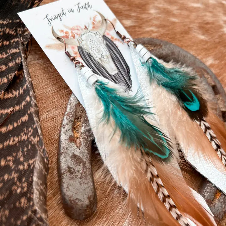 Kalispell Feather Earrings White