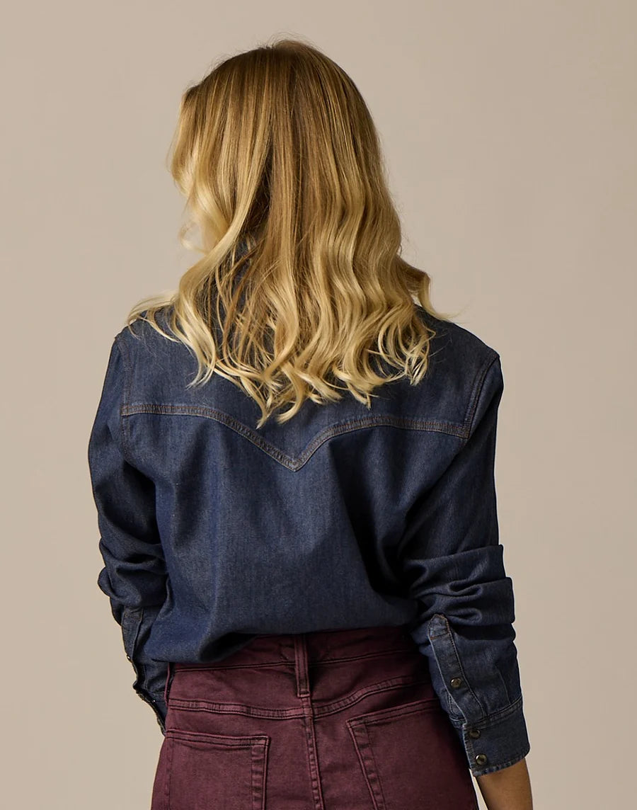 Carve Willow Woven Top - Dark Indigo