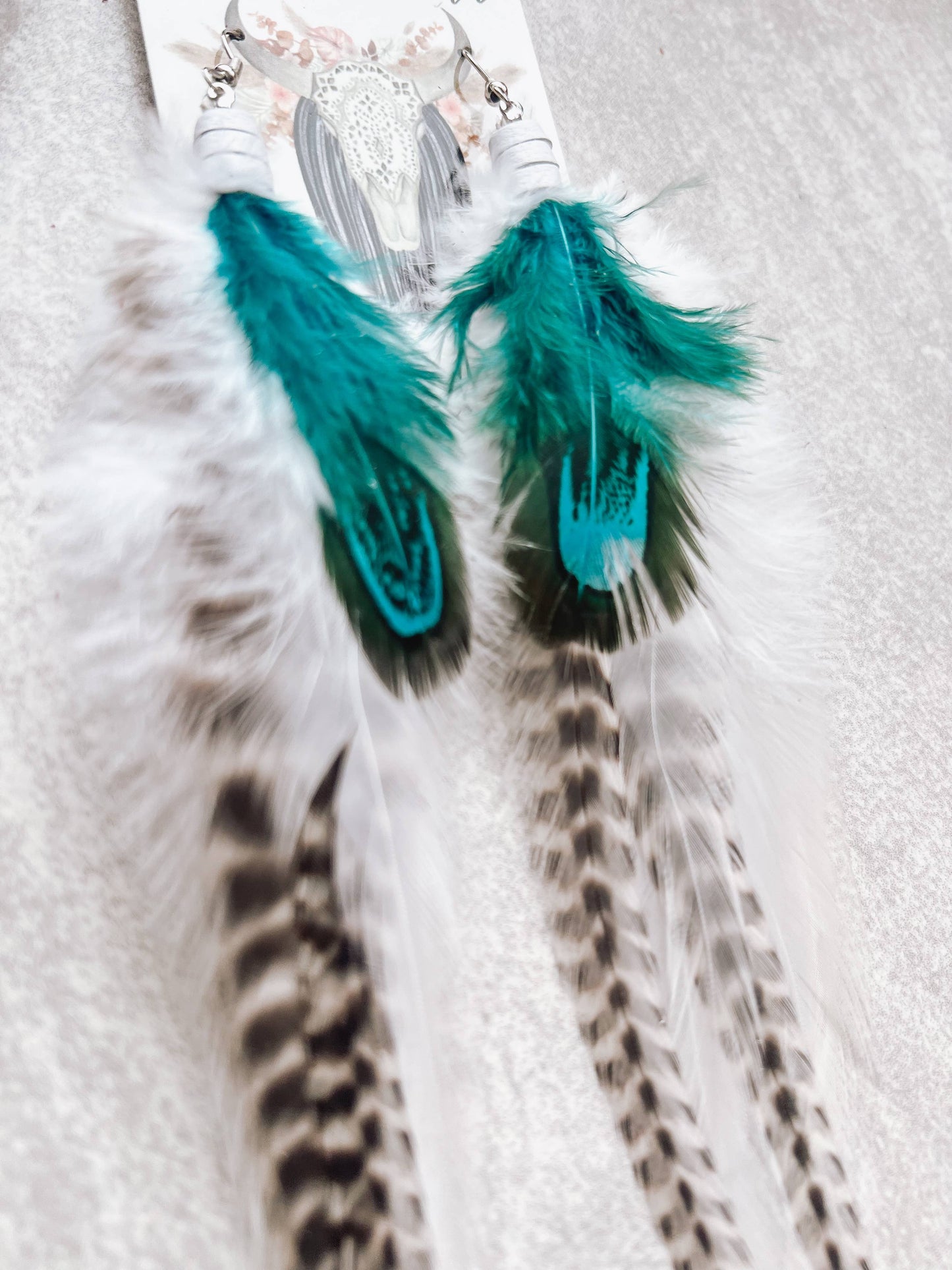 Fringed In Faith - Glacier Feather Earrings