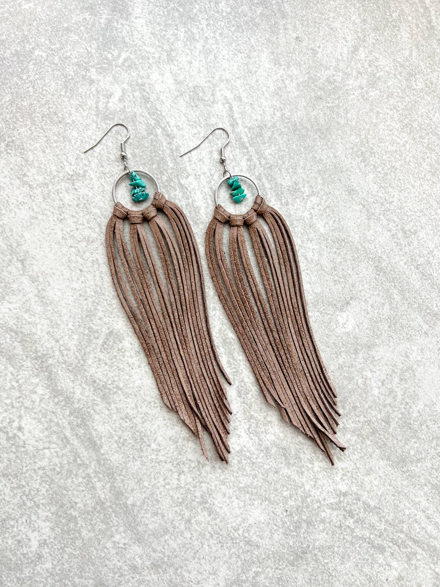 Fringed In Faith - Bozeman Fringe Earrings w/ Turquoise Beads