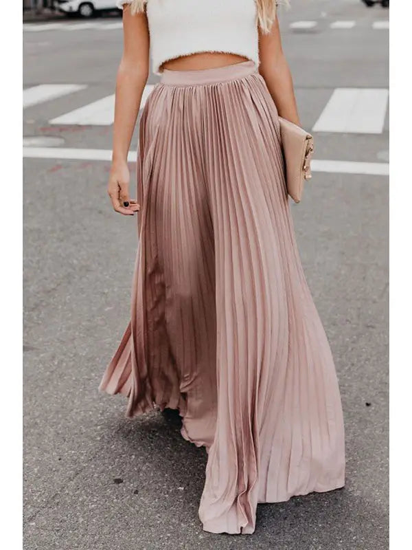 Pleated Maxi Skirt Lt Pink