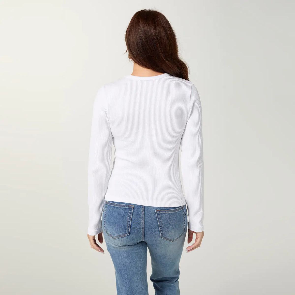Ultra-Lush Seamless Ribbed Crew Neck Top - Pearl