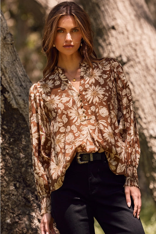 Sheer floral printed blouse