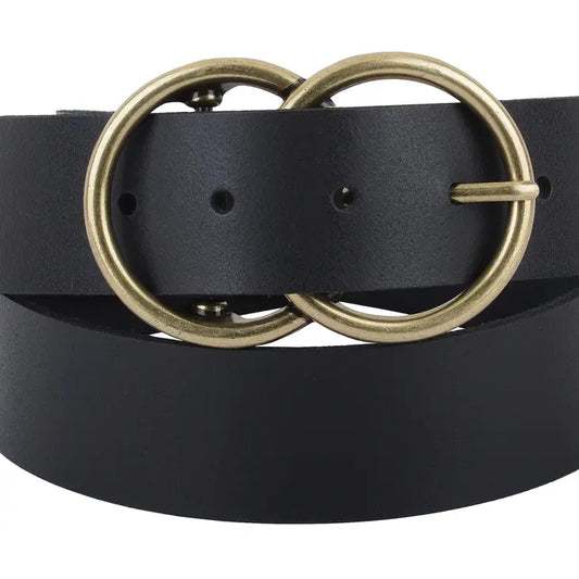 Black Double Circle Buckle Belt