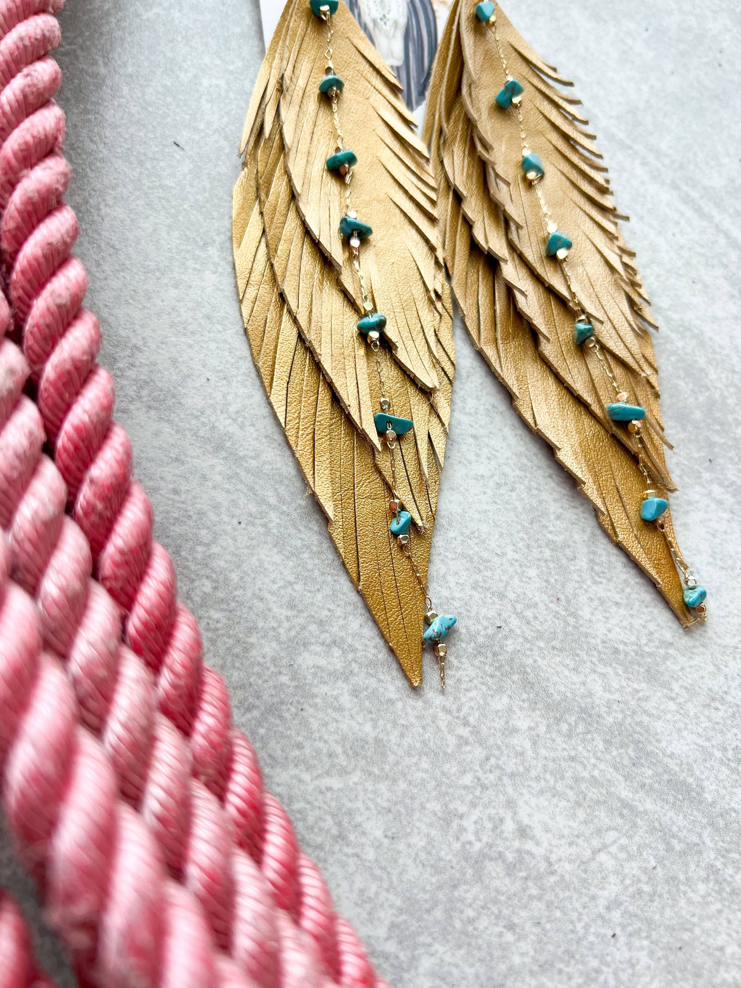 Fringed In Faith - Leather Shoulder Dusters | Gold
