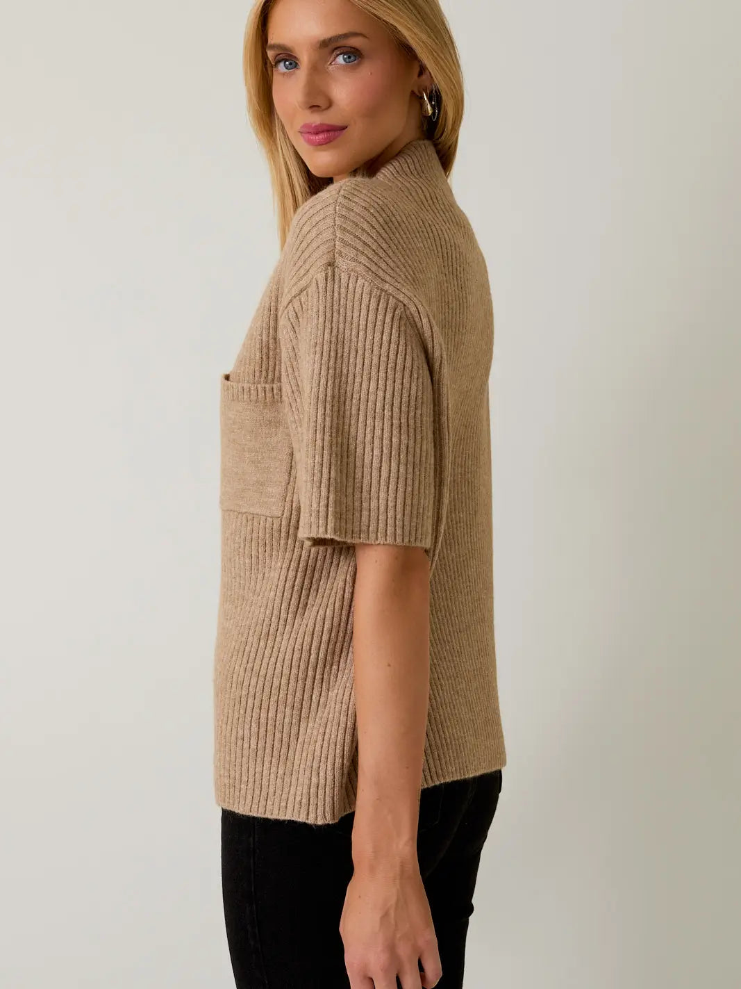 MWT20060 Mock Neck Sweater Top Mocha