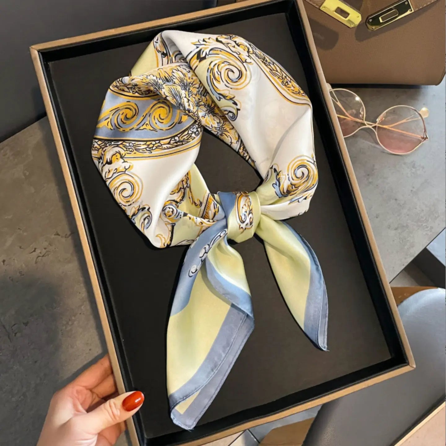 Spring Print Faux Silk Scarf