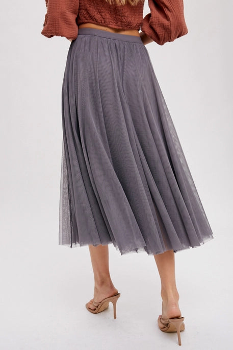 Tulle Midi Skirt Dark Ash