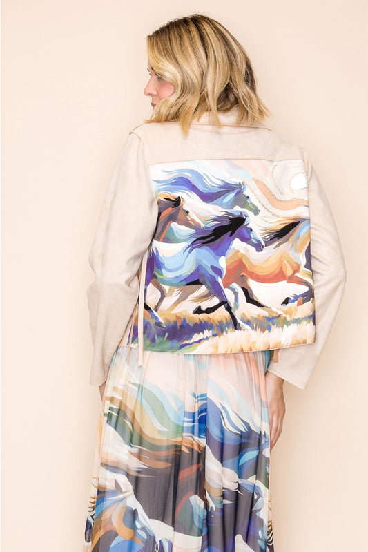 Suede Fringe Jacket-Horse-Bone